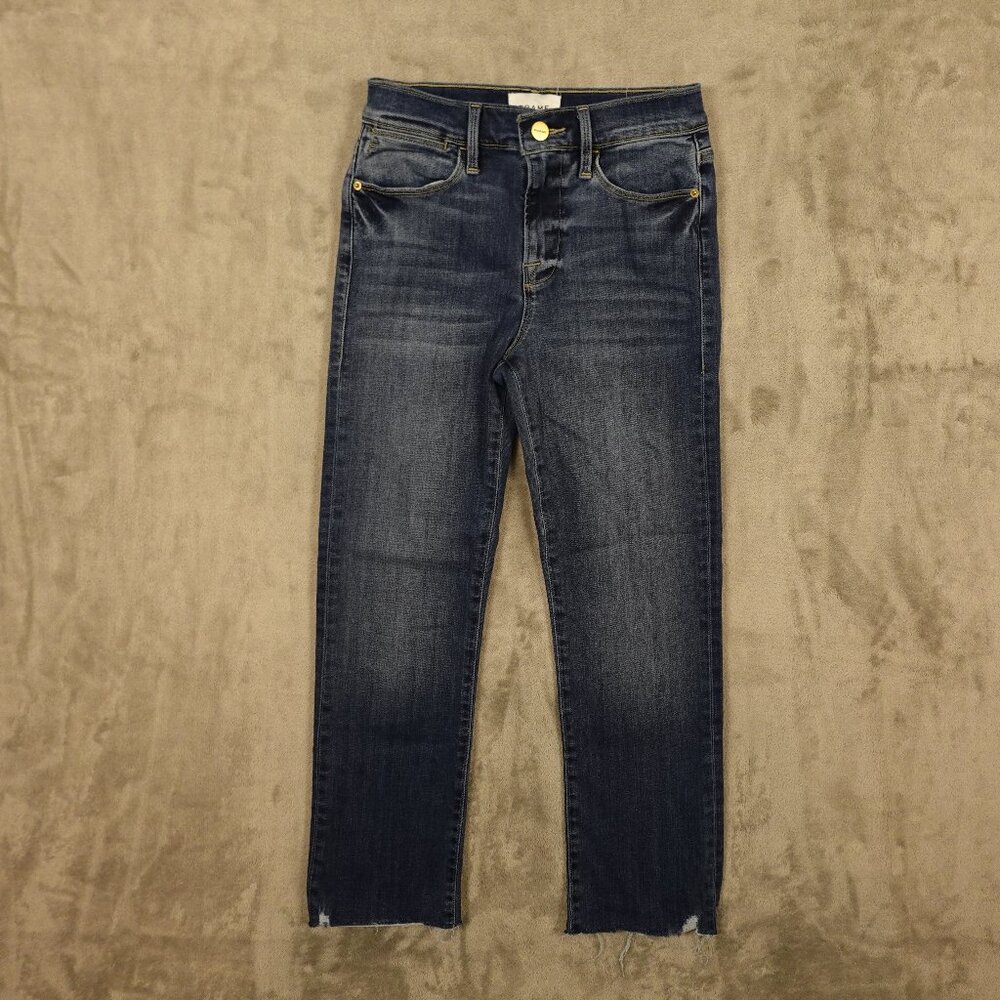 Frame jeans Le High Straight crop women's 26 blue denim raw hems